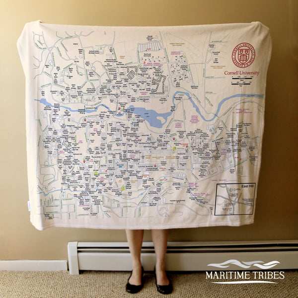 Cornell University Modern Campus Map with Circle/Seal Logo Blanket