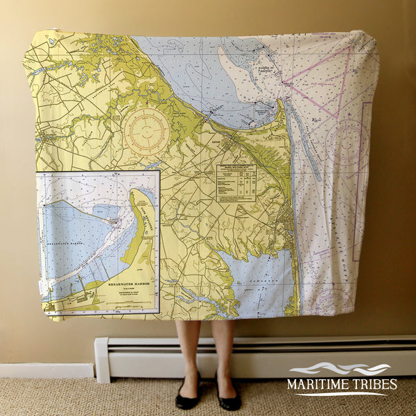 Cape Henlopen to Indian River Inlet Vintage Nautical Chart with GREEN Blanket