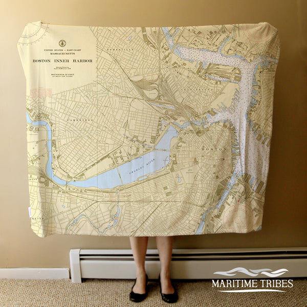Boston Inner Harbor, MA -Nautical Chart Blanket