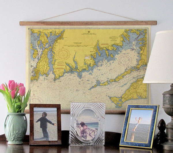 "The Southcoast"/Newport to Martha's Vineyard, Vintage Nautical Chart Scroll