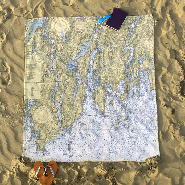 Bath to Pemaquid, ME Vintage Nautical Chart Blanket