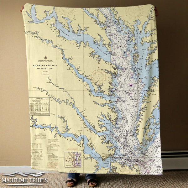 Chesapeake Bay, VA, Cape Charles Nautical Chart Blanket