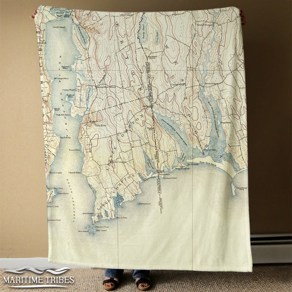 Little Compton, RI Antique Map Blanket