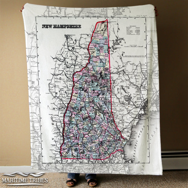Vintage Map of the State of New Hampshire Blanket