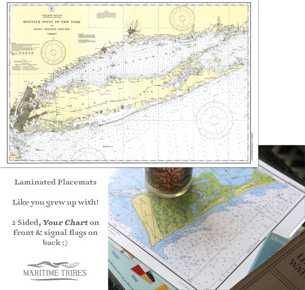 Long Island, Vintage Chart Placemats, set of 4
