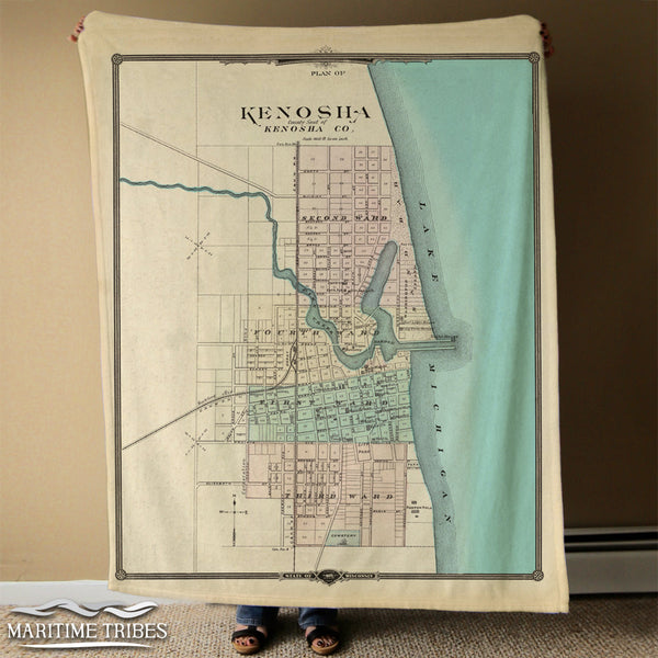 Kenosha Vintage Plan Map Blanket