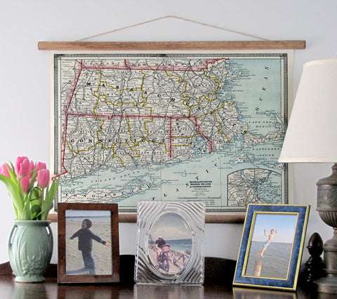 Massachusetts Vintage State Map Scroll