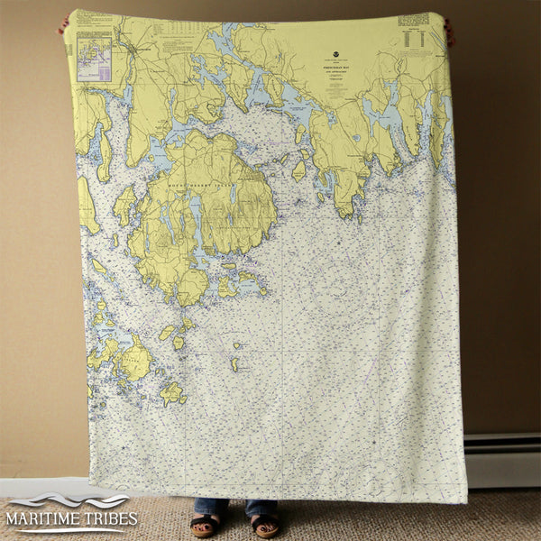 Frenchman Bay, ME Nautical Chart (From Ellsworth to Steuben) Blanket