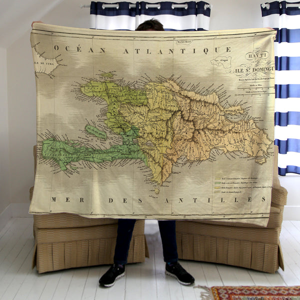 Haiti & Dominican Republic Vintage Map Blanket