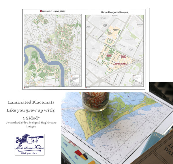 Harvard Current (Mod) Campus Map Placemats, set of 4