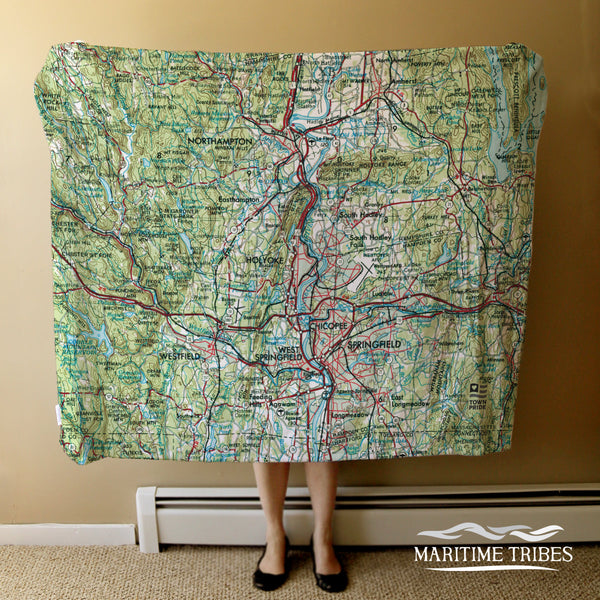 Agawam, MA CT River vintage map Blanket