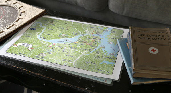 Boston Illustrated Map Placemats, set of 4