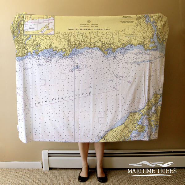 Coastal, CT Nautical Chart Blanket