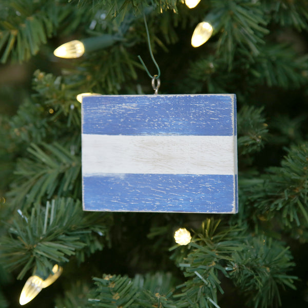 "J" Flag Vintage Ornament