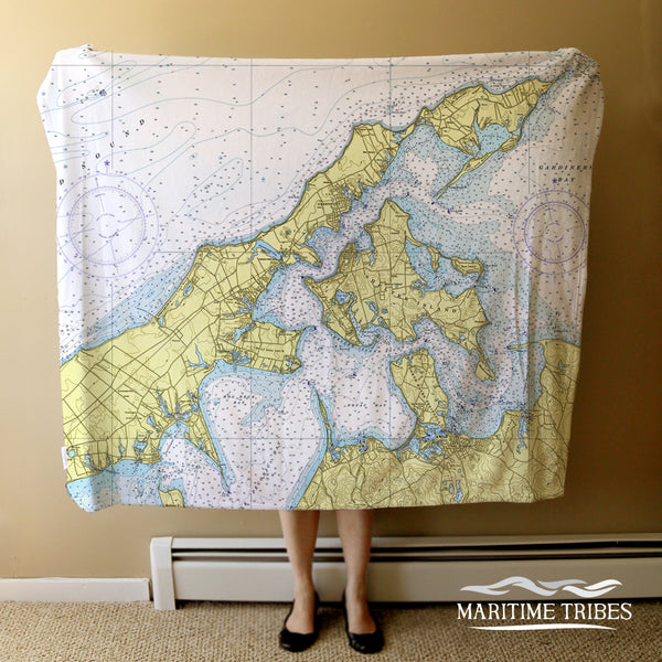 The North Fork, NY- Nautical Chart Blanket