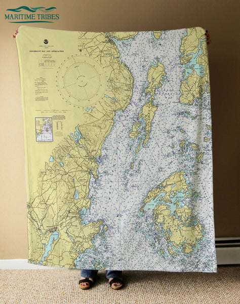 Penobscot Bay, ME Nautical Chart Blanket