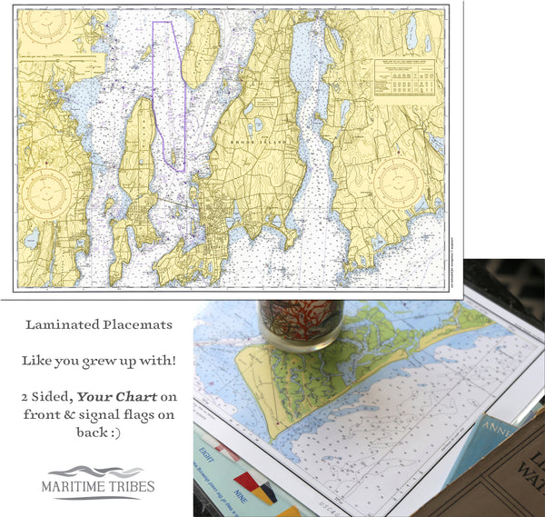 Newport, RI Nautical Chart Placemats, set of 4