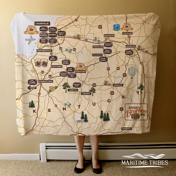 Kentucky Bourbon Trail Map Blanket