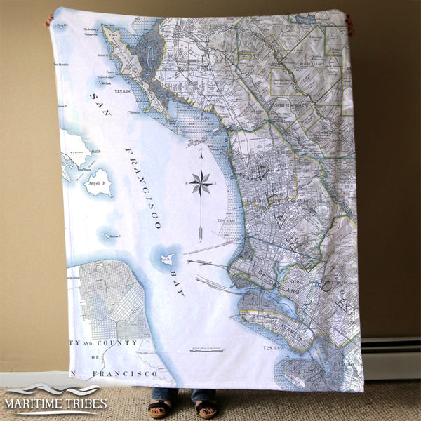 Alameda, CA Vintage Map Blanket