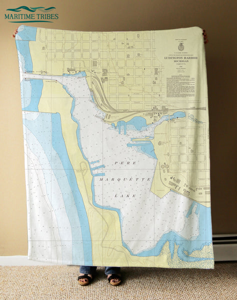 Ludington Harbor, MI Nautical Chart Blanket