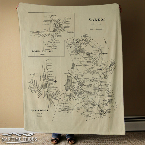 Salem, MA Vintage Map Blanket