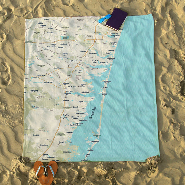 Jersey Shore Modern Wave Map Blanket