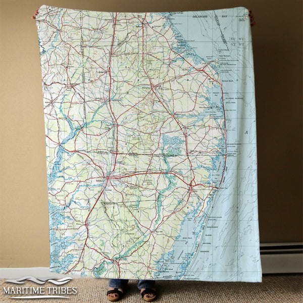 Delaware Roadmap, vintage topo map Blanket