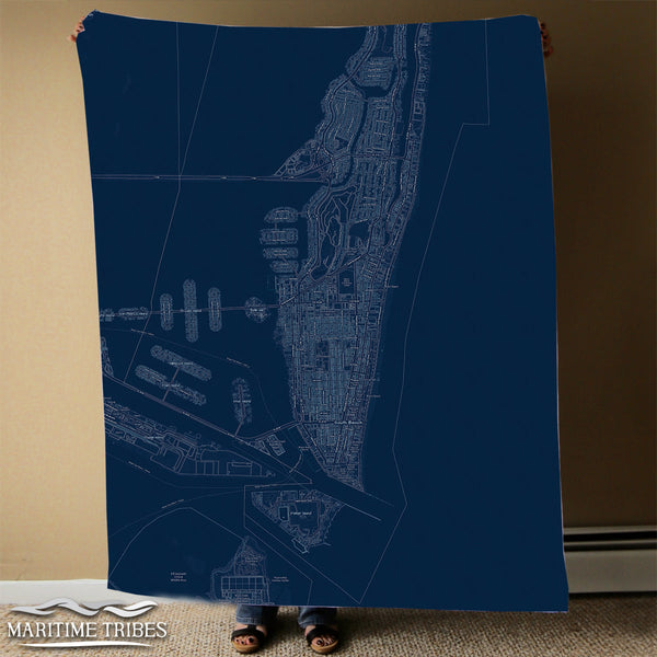 Miami South Beach FL Blueprint Blanket