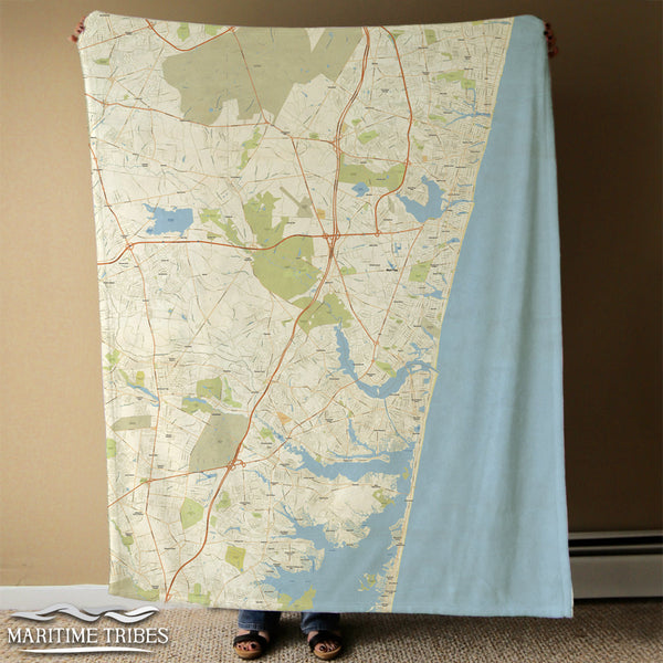 Mantoloking, NJ Vintage Map Blanket