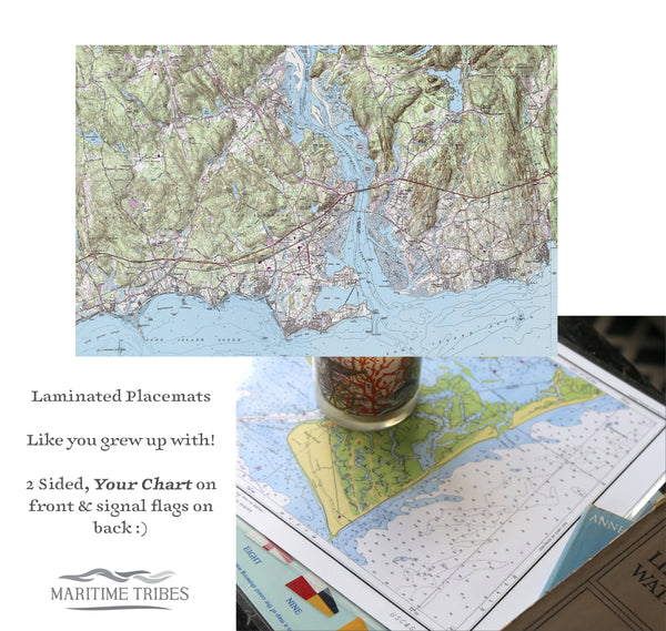 CT RiverView Nautical Chart Placemats, set of 4