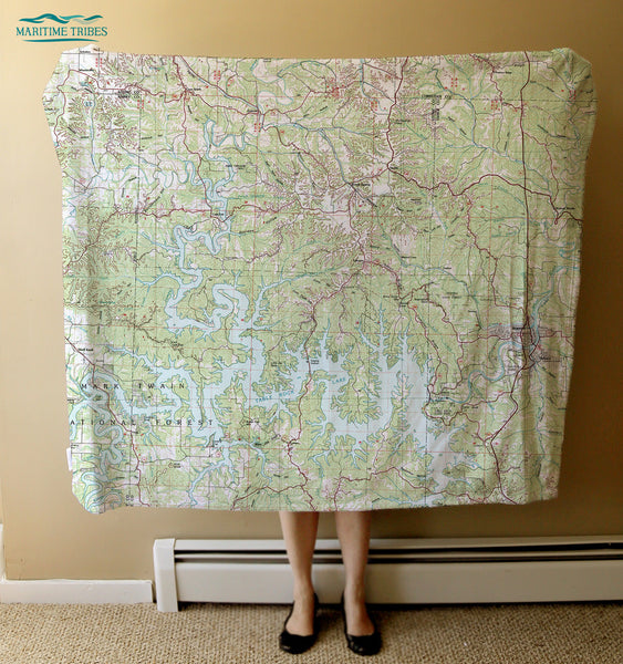 Table Rock Lake, MO Vintage Map Blanket