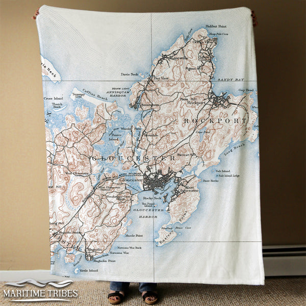 Gloucester, Cape Ann Antique map Blanket