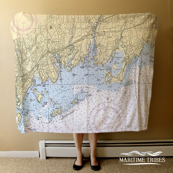 Greenwich, CT Nautical Chart Blanket