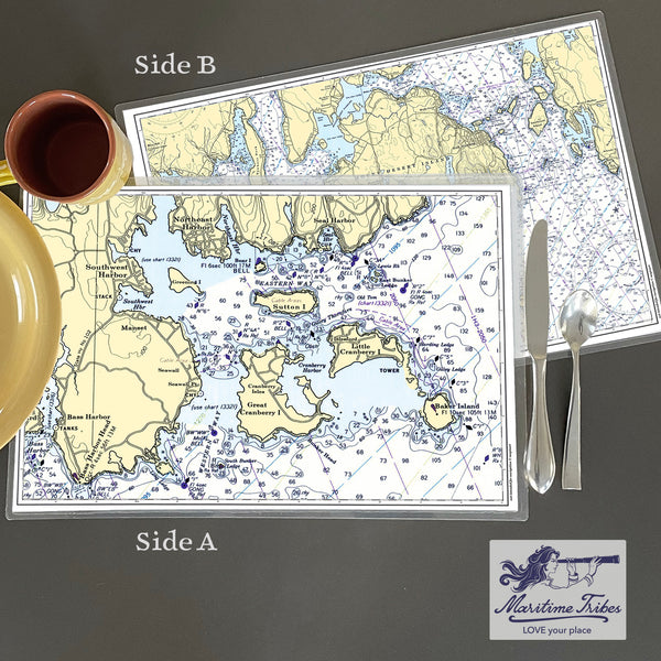 Northeast Harbor, ME Nautical Chart Placemats, set of 4
