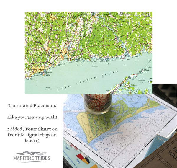Eastern Long Island Sound Nautical Chart Placemats, set of 4