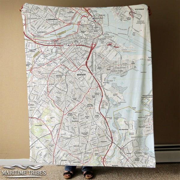 Boston - South Boston MA, Modern Topo Map Blanket
