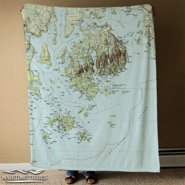 Bar Harbor, Acadia National Park, ME- MDI Topo Map Blanket