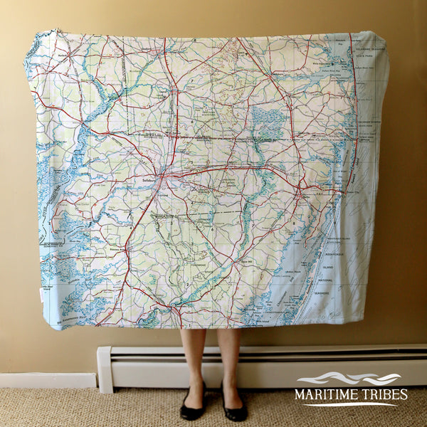 Salisbury MD, Roadmap, vintage topo map Blanket