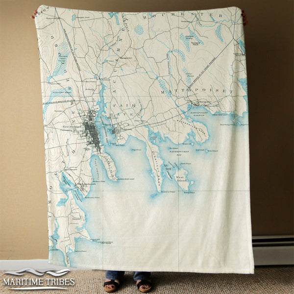 New Bedford MA Antique map Blanket