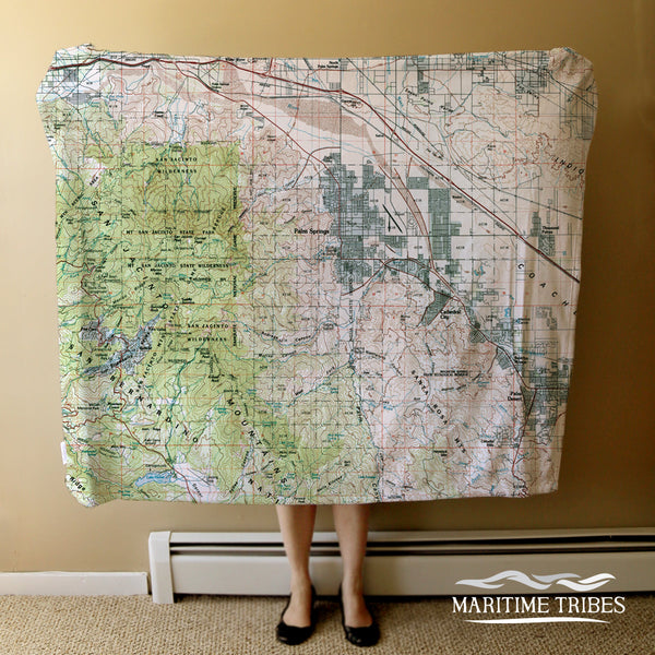 Palm Springs CA Vintage Map Blanket