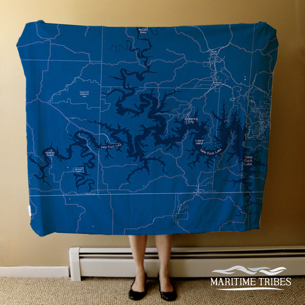Table Rock Lake, MO Blueprint Style (with Name Drops) Blanket