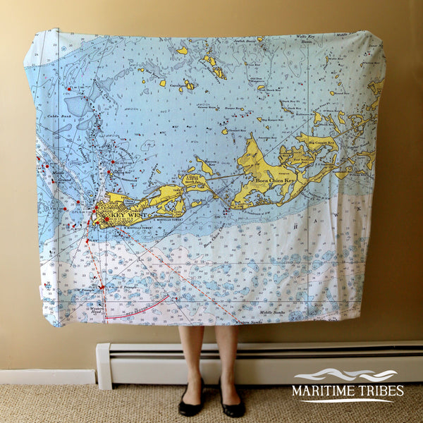 Key West, FL Nautical Chart Blanket