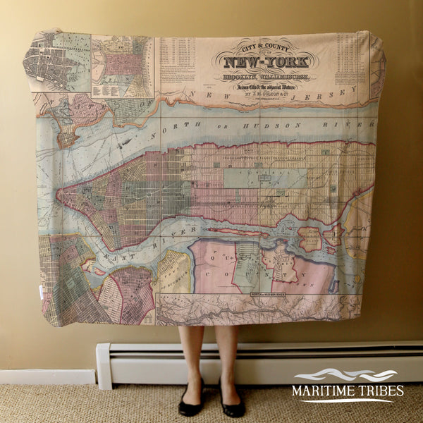 Manhattan, NY.Vintage Map Blanket
