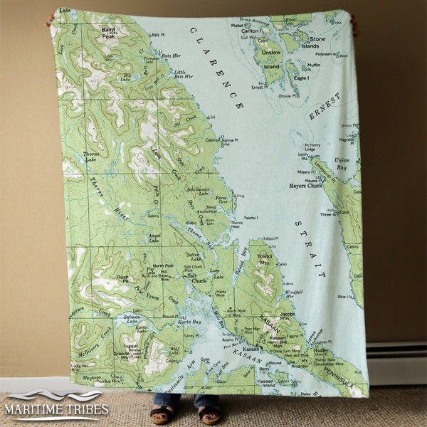 Thorne Bay AK Topographic Map Blanket