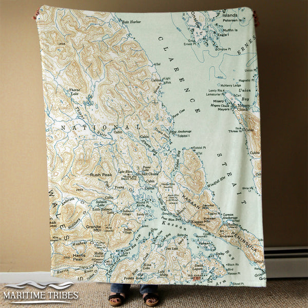 Thorne Bay AK Topographic Map 2 Blanket
