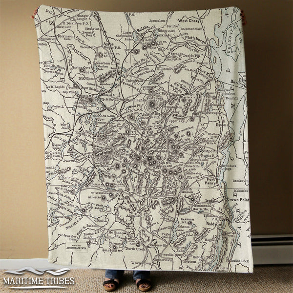 Adirondack Mountains Antique Map Blanket