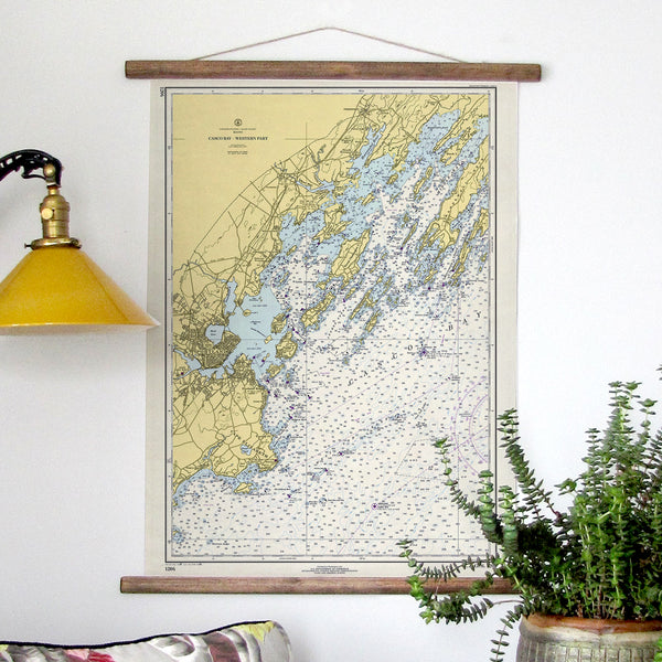 Casco Bay w/ Chebeague Island, ME Nautical Chart Scroll