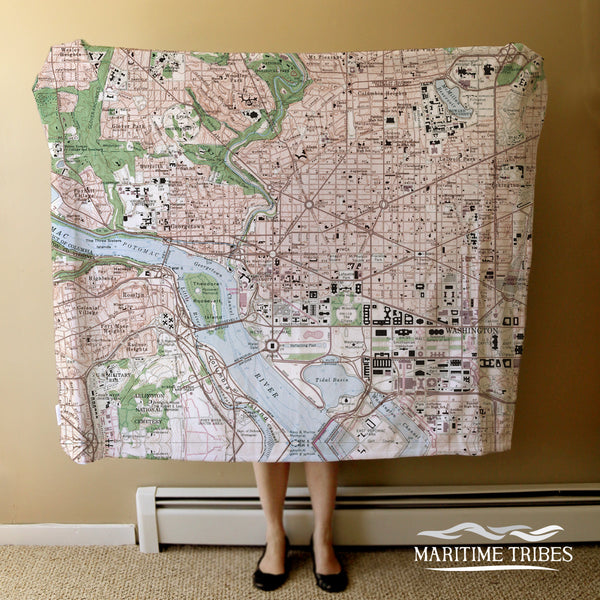 Washington DC Topo Map Blanket