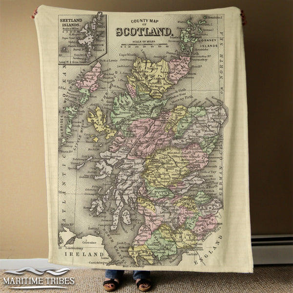 Scotland Vintage Map Blanket