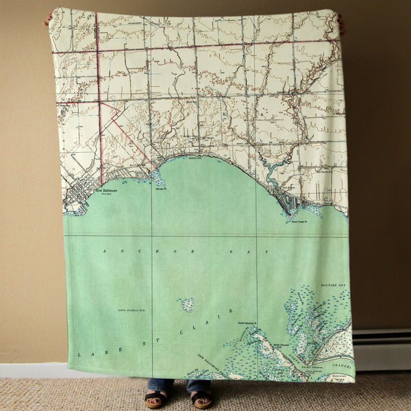 Anchor Bay(Lake St. Clair), MI Topo Map Blanket